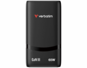 Verbatim GaN cestovní adaptér Fold 'n' Go 65W, 2×USB-C PD3.0, EU konektor, černá