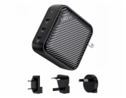 Nástěnná nabíječka INVZI GanHub 3x USB-C, 140 W, EU/UK/AU/USA (černá)