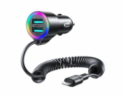Nabíječka do auta Joyroom JR-CL25, 2x USB + kabel Lightning (černá)