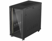 Lanberg 19" 22U 600x1200 černá stojící racková skříň se skleněnými dvířky (ploché balení)