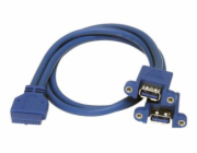 StarTech.com 2 Port Panel Mount USB 3.0 Cable - USB A to Motherboard Header Cable F/F (USB3SPNLAFHD) - Kabel z USB iinterní na externí - USB typ A (F) do 20 pin IDC (F) - 50 cm - modrá