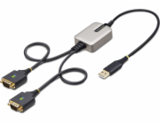 StarTech.com 2ft (60cm) 2-Port USB to Serial Adapter Cable, Interchangeable DB9 Screws/Nuts, COM Retention, USB-A to DB9 RS232, FTDI, Level-4 ESD Protection, Windows/macOS/ChromeOS/Linux - Rugged TPE 