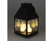 Lucerna černá s 3 LED svíčkami 25 cm KO-ANX000860