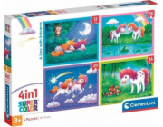 Clementoni - Puzzle 4v1 Den s jednorožci