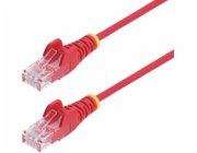 Startech 2.5m Red Slim CAT6 Ethernet Cable, Snagless, 28AWG, LSZH - Patch kabel - RJ-45 (M) do RJ-45 (M) - 2.5 m - 3.6 mm - UTP - CAT 5/5e/6 - IEEE 802.3bt - neobsahuje halogen, provedení bez hrbolku 