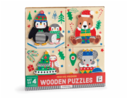 Mudpuppy Dřevěné puzzle sada 4 puzzle Vánoce