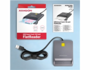 BAZAR - AXAGON CRE-SM3T, USB-A FlatReader čtečka kontaktních karet Smart card (eObčanka), kabel 1.3m - Poškozený obal (K