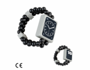 Detoa Dřevěné oboustranné hodinky růžové