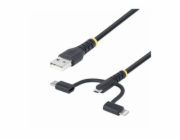 StarTech.com 3.3ft USB Multi Charging Cable, Lightning/Micro-USB/Type-C - Sada kabelu USB - 3 A - 1 m - pasivní, drsný - cerná