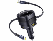 Baseus Enjoyment Max nabíječka do auta s kabely USB-C+USB-C a porty USB-A+USB-C 90W černá