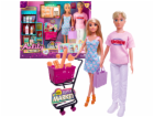 Set panenek v supermarketu s nákupním vozíkem
