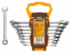 Ingco HKSPAR1082 Klíč očkoplochý račnový CrMo 8-19mm 8ks