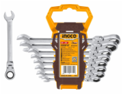 Ingco HKSPAR1083 Klíč očkoplochý račnový CrMo 8-19mm 8ks, CrV