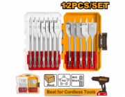 Ingco vrtáky do dřeva ploché, sada 12ks