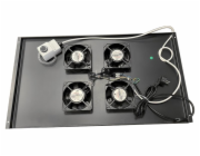 XtendLan Ventilace pro stojanové rozvadeče ECO hloubky 1000mm, 4x ventilátor s termostatem, černá
