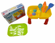 Dětský stoleček na písek a vodu s příslušenstvím 8 ks