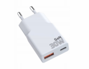  SUPER SLIM QC 3.0 30W 1XUSB 1XUSB-C nástěnná nabíječka bílá SC-380Q