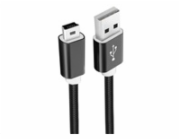 WG - Datový kabel USB Mini-B (5 pins)-USB-A / 1m / nylon braided / black