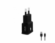 WG - Síťová nabíječka 1x USB-A, Quick Charge 3.0, 5V-9V-12V + kabel USB-A na Micro USB, black