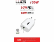 WG - Síťová nabíječka 2x USB, 1x USB-C PD PPS 3.0 30W + 1x USB-A QC4 18W, white