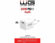 WG - Síťová nabíječka GaN 1x USB-C, PD 20W, 5V-9V-12V, bílá