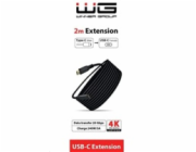 WG - Prodlužovací kabel USB-C (male) na USB-C (female), 2 metry, nylonový oplet, černá