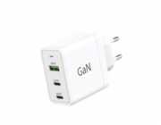 WG - Síťová nabíječka GaN 3x USB, 1x USB-A 30W + 2x USB-C 65W, bílá