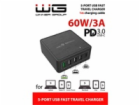 WG - Síťová nabíječka 5x USB 60W, 1x USB-A QC 3.0 + 3x US...