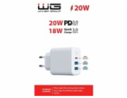 WG - Síťová nabíječka 3x USB, 1x USB-A QC 3.0 + 1x USB-A QC 3.0 + 1x USB-C PD 3.0, bílá