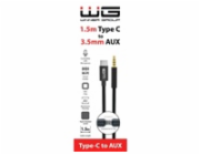WG - Kabel Type-C (male) na AUX 3,5mm jack (male), 1,5metru, DAC chip, černá