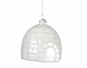 Vánoční hračka na stromeček, bílá, 8,1 cm, sklo