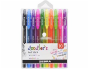 Sada gelových per "Doodler z Neon & Fashion", 10 neonových barev, 0,33 mm, ZEBRA 02618
