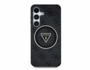 Guess Pouzdro 4G Glitter Triangle Buttons MagSafe pro Samsung Galaxy S25 černé