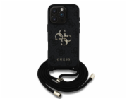 Guess Pouzdro 4G Big Logo Cord Stap Crossbody pro iPhone 16 Pro Max černé