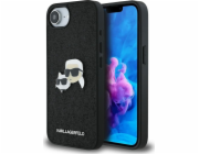Karl Lagerfeld Fixed Glitter Metal Pin Case Karl&Choupette Heads pro iPhone 16e Black