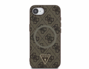 Guess Pouzdro 4G Ring Triangle Logo MagSafe pro iPhone 16e hnědé