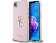 Guess Kryt PU Grained 4G Metal Logo pro iPhone 16e - růžový