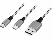 LogiLink Kabel USB 2.0 A/M na micro USB + USB-C, 1,2 m