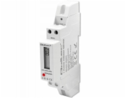Qoltec Jednofázový elektronický elektroměr | Měřič spotřeby energie na DIN lištu | 230V | 30A | LCD | 1P