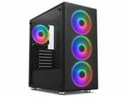1stCOOL skříň Rainbow 4, Mid Tower, ATX, AU, Průhledná bočnice, 4x 120mm Fan, 650W, 88+, Černá