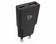 NEDIS síťová nabíječka/ 30 W/ PD 3.0/ rychlé nabíjení/ 1.5 / 2.0 / 2.22 / 3.0 A/ USB-A/ USB-C/ černá