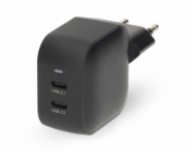 NEDIS síťová nabíječka/ 45 W/ PD 3.0/ rychlé nabíjení/ 2.25 / 3.0 A/ 2x USB-C/ černá