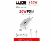WG - Síťová nabíječka 1x USB-C, PD 20W + kabel Type-C na Lightning MFI,  white