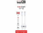 WG - Datový kabel Type-C na Type-C, 3 metry, 3A, 60W, bílá