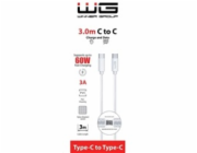 WG - Datový kabel Type-C na Type-C, 3 metry, 3A, 60W, bílá