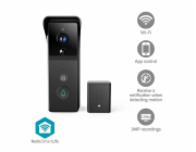 NEDIS Wi-Fi chytrý dveřní videotelefon/ 2304x1296 / 3Mpix/ napájení z baterie/ IP44/ snímač pohybu/ noční vidění/ černý