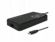 Qoltec 90W GaN rychlá SLIM nabíječka do zásuvky | PD | 5–20 V | 4,5 A | USB-C 3.1 | Notebook | MacBook | Chytrý telefon | +kabel