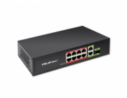Qoltec SWITCH Rychlý ethernetový síťový přepínač 8x RJ45 PoE 2x RJ45 Uplink 1x SFP | 120 W | 1000 Mb/s