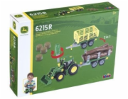 Klein Traktor John Deere pro otáčení se 2 přívěsy