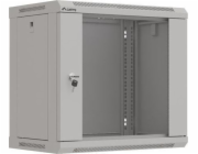 Lanberg 19" 9U 540x350 závěsná regálová skříň, šedá, skleněné dveře (ploché balení)